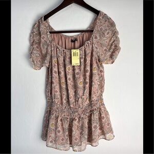 NWT Max Edition Blush Floral Off-Shoulder Boho Peasant Top L Festival Vibes